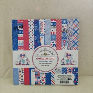 Doodlebug Designs Hometown USA 6x6 Paper Pad - Red & Blue